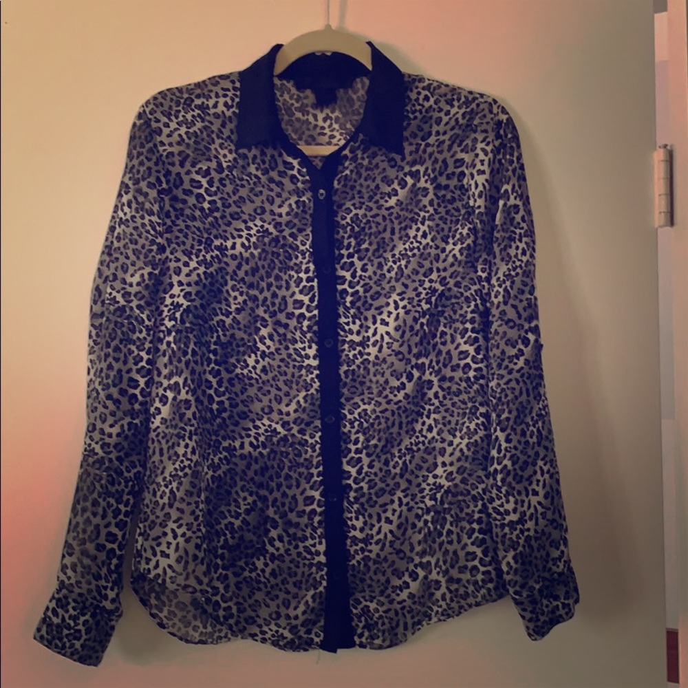 Sheer leopard print blouse